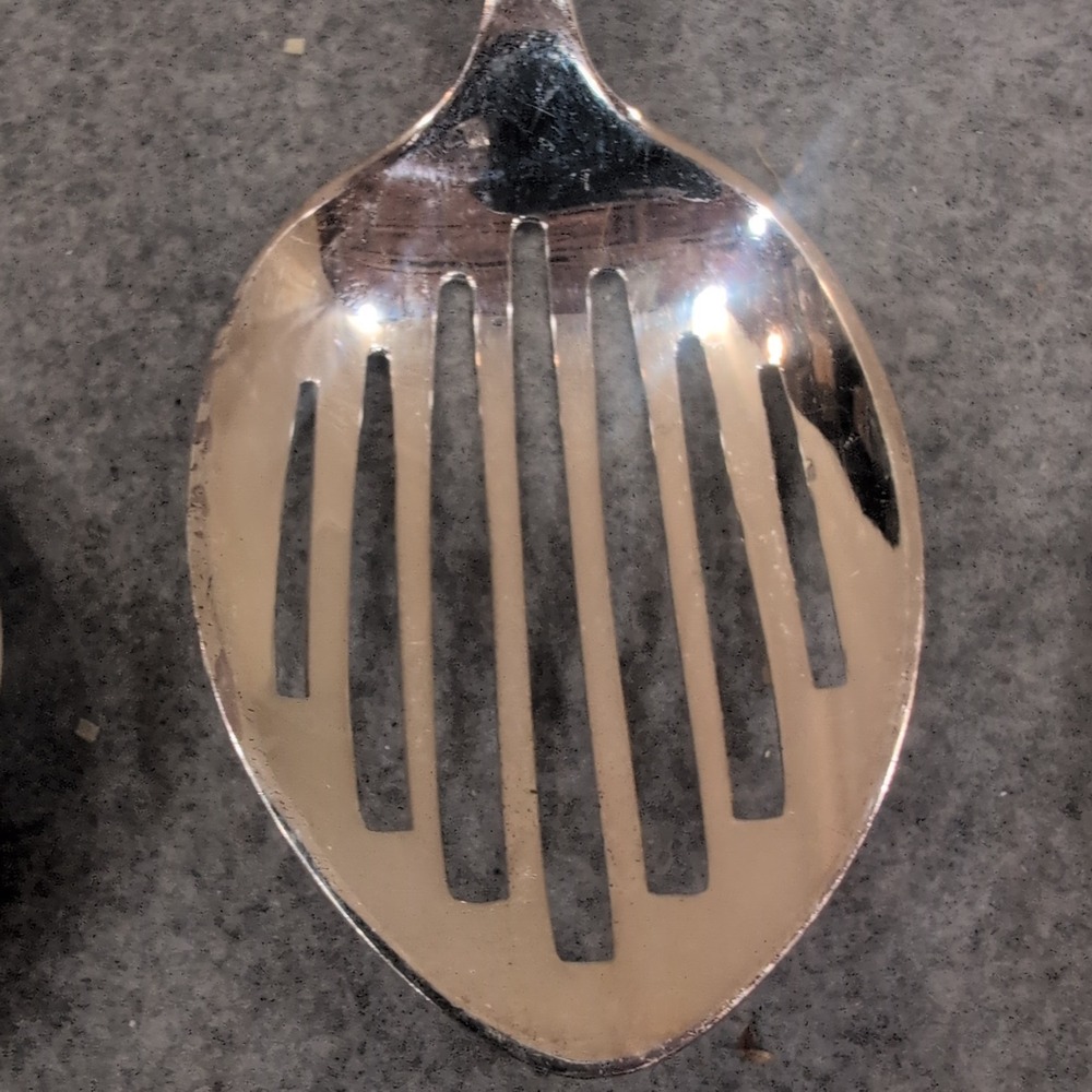Silver Plated Italy 3 Piece Serving Set Slotted Spoon Solid Spoon Meat Fork - Picture 2 of 4